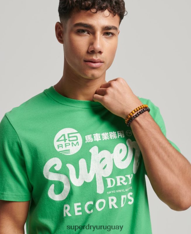 uy Superdry hombres camiseta clásica reelaborada verde DT2N8Z20 ropa
