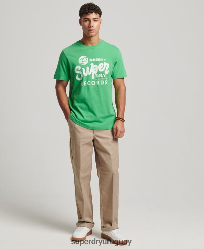 uy Superdry hombres camiseta clásica reelaborada verde DT2N8Z20 ropa
