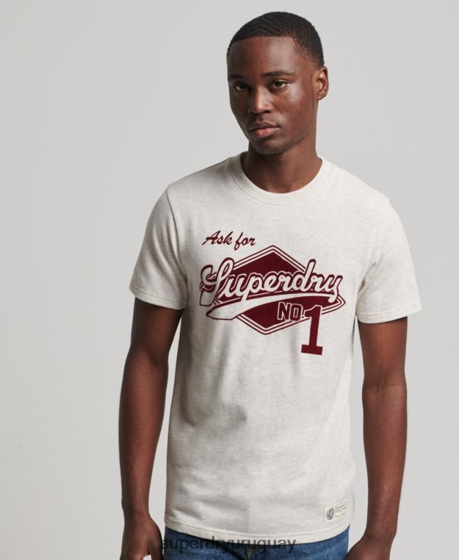 uy Superdry hombres camiseta colegial estilo script vintage crema DT2N8Z4953 ropa