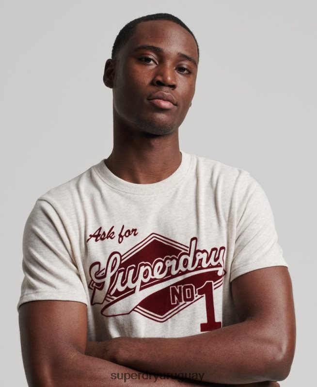 uy Superdry hombres camiseta colegial estilo script vintage crema DT2N8Z4953 ropa