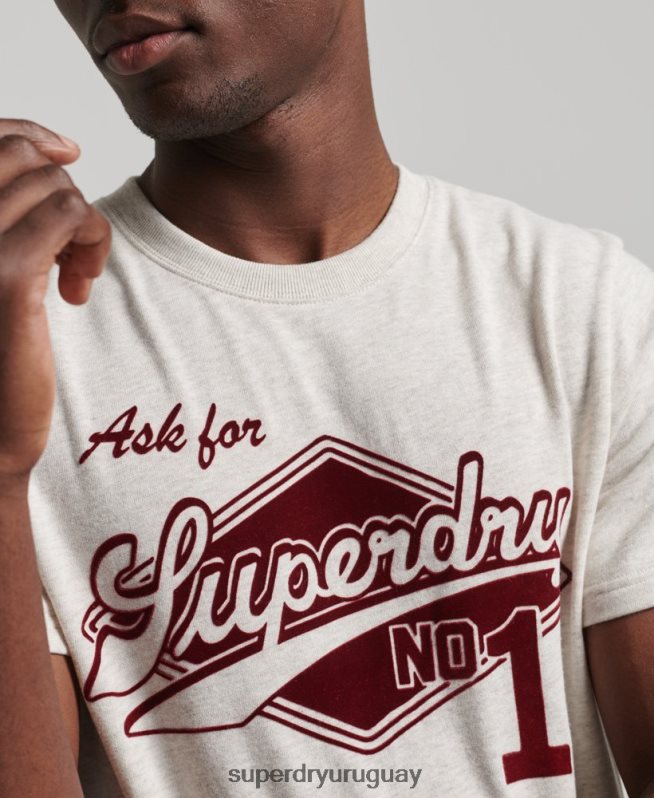 uy Superdry hombres camiseta colegial estilo script vintage crema DT2N8Z4953 ropa