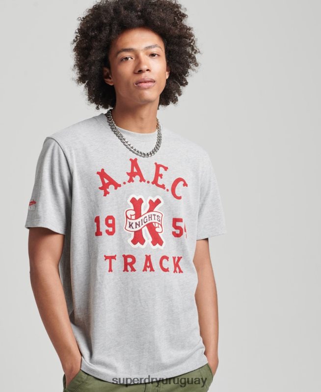 uy Superdry hombres camiseta colegial vintage gris DT2N8Z4866 ropa
