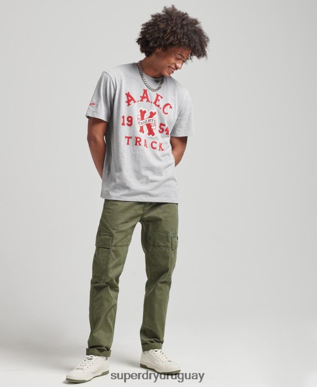 uy Superdry hombres camiseta colegial vintage gris DT2N8Z4866 ropa