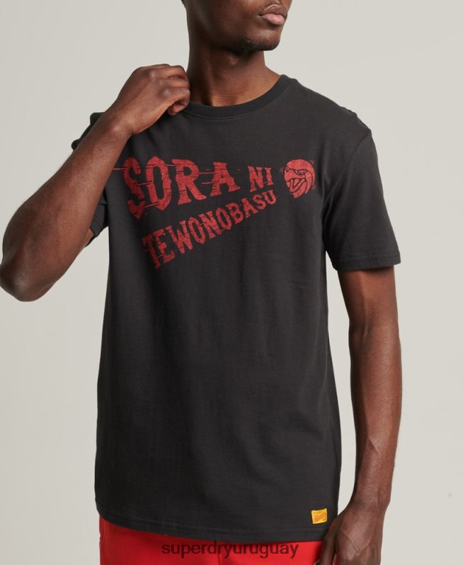 uy Superdry hombres camiseta colegial vintage negro DT2N8Z4950 ropa