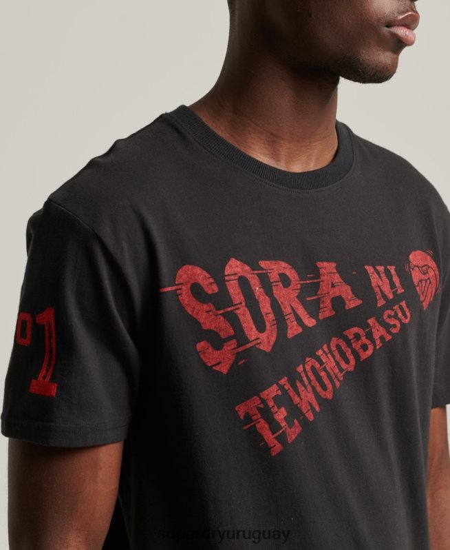 uy Superdry hombres camiseta colegial vintage negro DT2N8Z4950 ropa