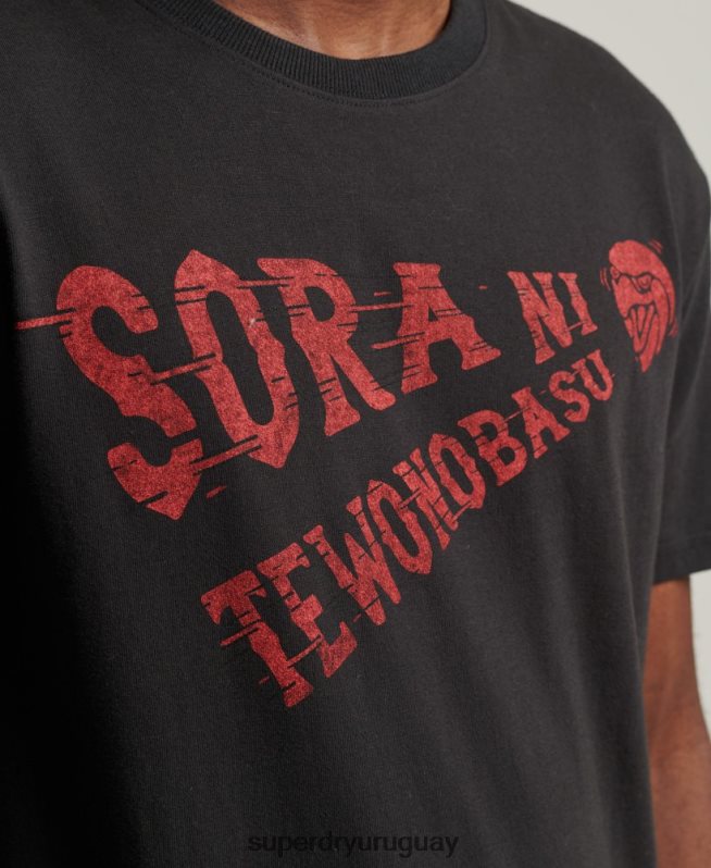 uy Superdry hombres camiseta colegial vintage negro DT2N8Z4950 ropa