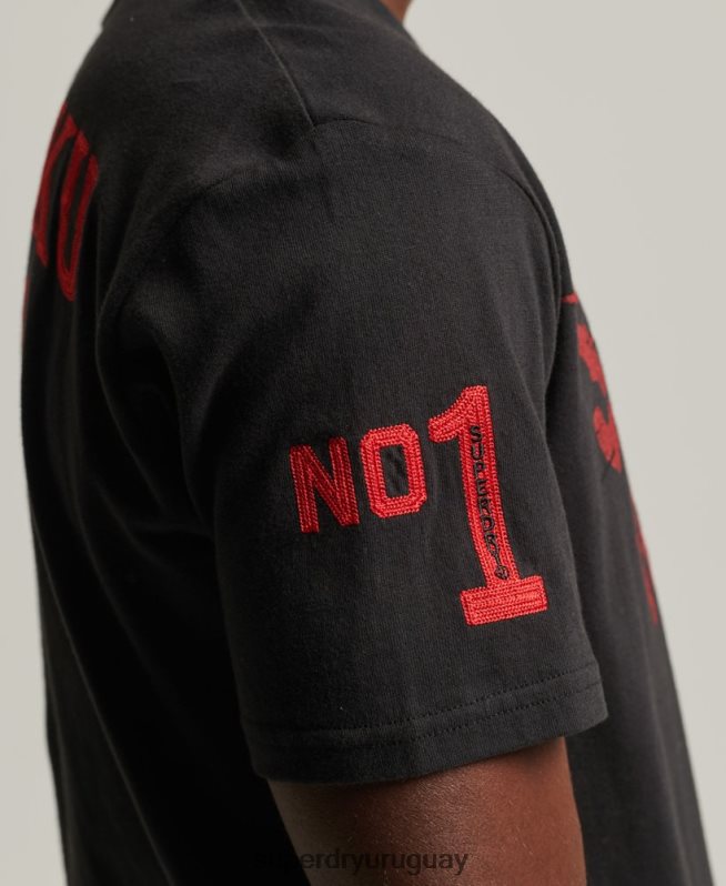 uy Superdry hombres camiseta colegial vintage negro DT2N8Z4950 ropa