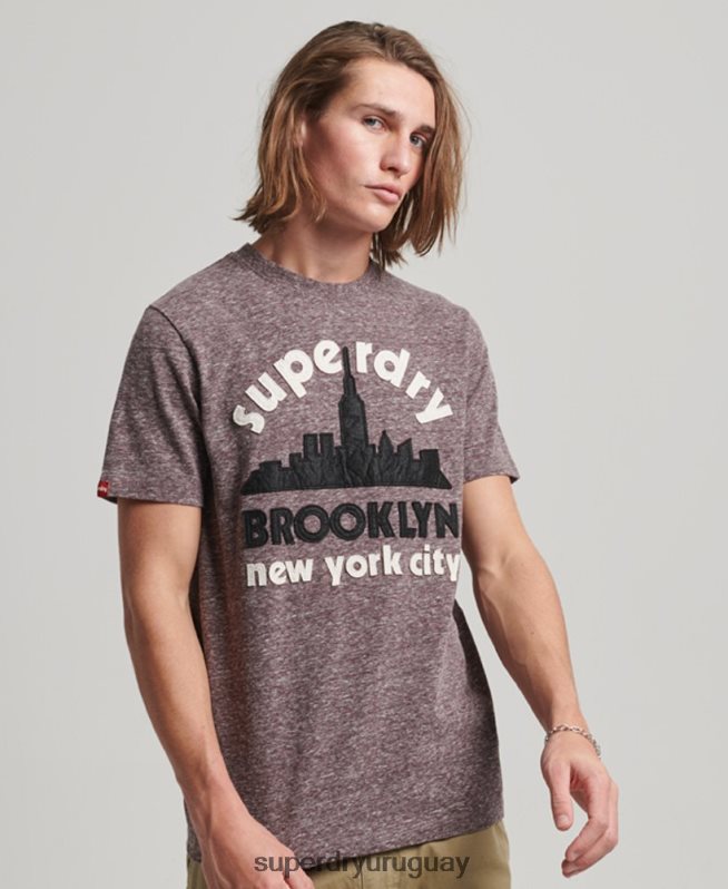 uy Superdry hombres camiseta con aplicación de gran aire libre marrón DT2N8Z116 ropa