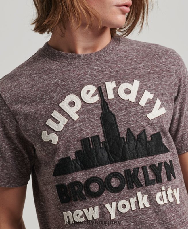 uy Superdry hombres camiseta con aplicación de gran aire libre marrón DT2N8Z116 ropa