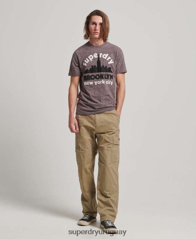 uy Superdry hombres camiseta con aplicación de gran aire libre marrón DT2N8Z116 ropa