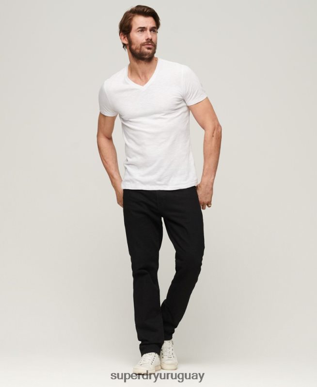 uy Superdry hombres camiseta con cuello en v blanco DT2N8Z70 ropa
