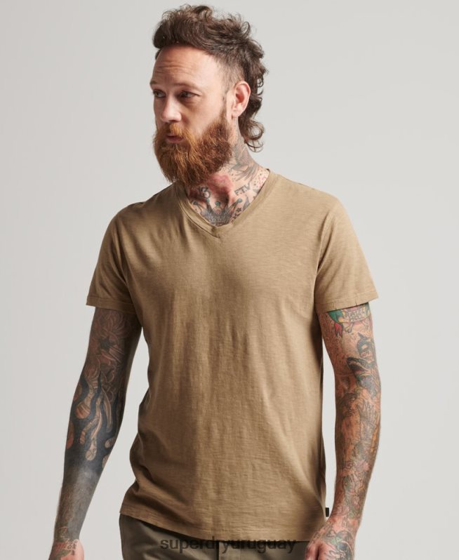 uy Superdry hombres camiseta con cuello en v marrón DT2N8Z4923 ropa