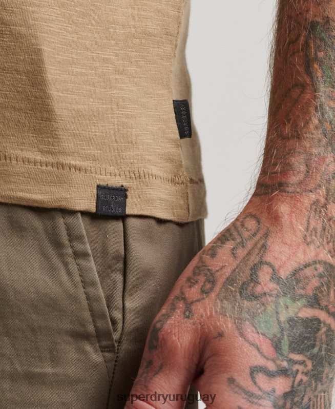 uy Superdry hombres camiseta con cuello en v marrón DT2N8Z4923 ropa