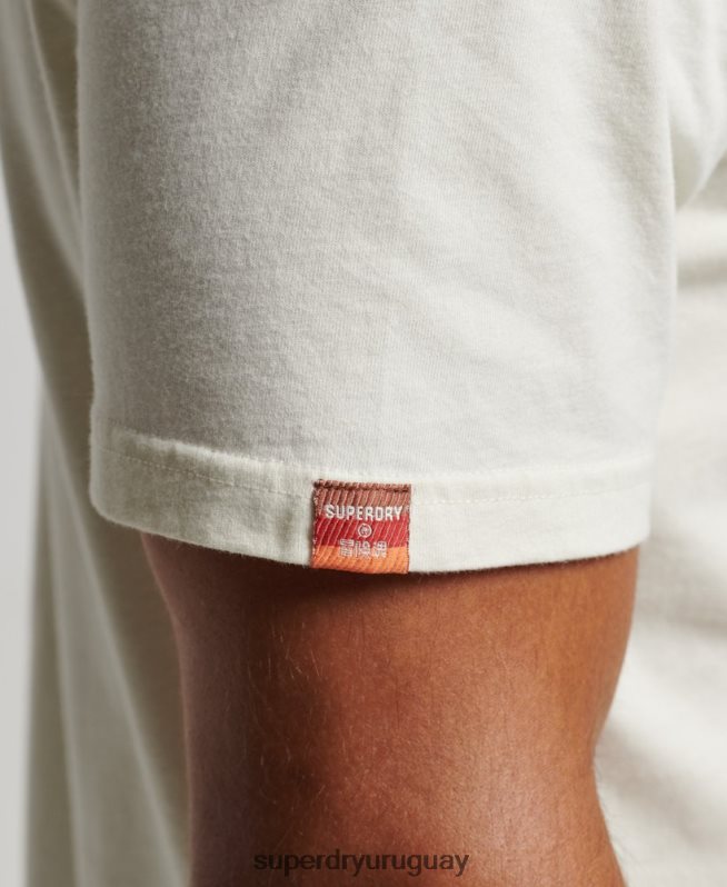 uy Superdry hombres camiseta con guión de nostalgia crema DT2N8Z4971 ropa