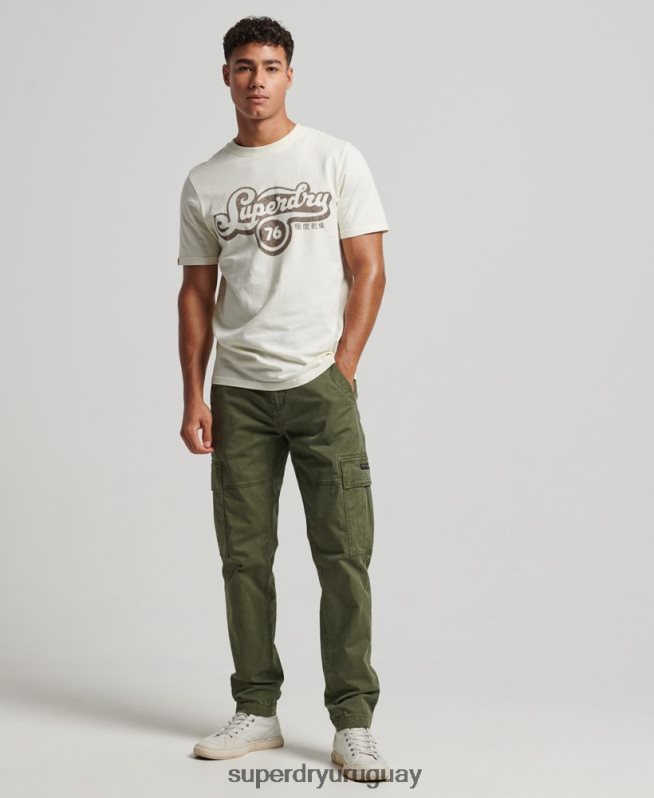 uy Superdry hombres camiseta con guión de nostalgia crema DT2N8Z4971 ropa