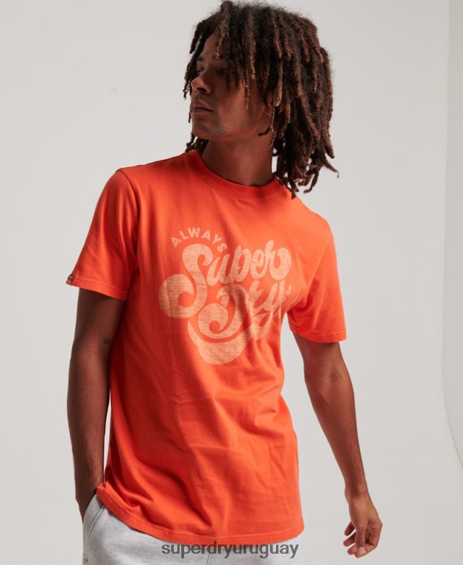 uy Superdry hombres camiseta con guión de nostalgia naranja DT2N8Z4911 ropa