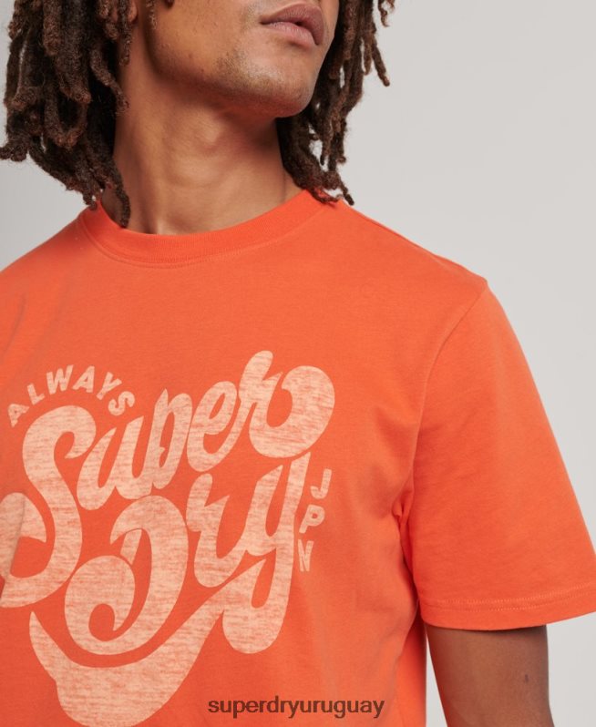 uy Superdry hombres camiseta con guión de nostalgia naranja DT2N8Z4911 ropa