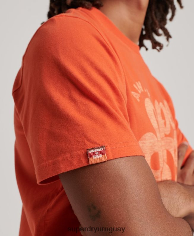 uy Superdry hombres camiseta con guión de nostalgia naranja DT2N8Z4911 ropa