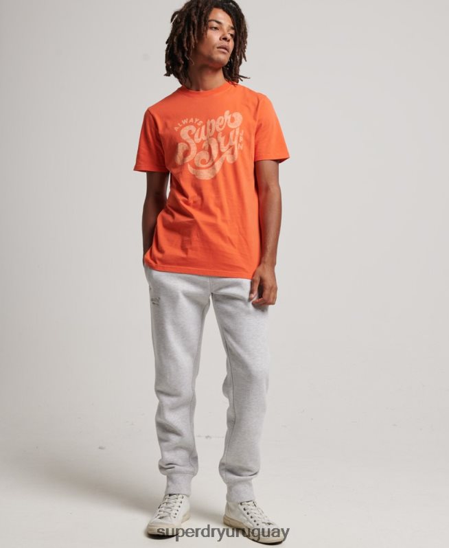 uy Superdry hombres camiseta con guión de nostalgia naranja DT2N8Z4911 ropa