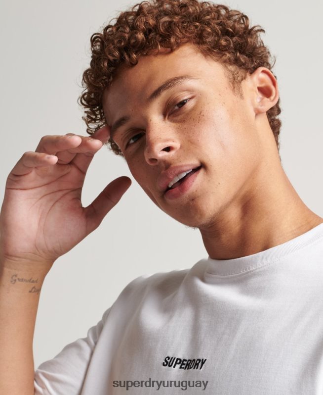 uy Superdry hombres camiseta con micro logo blanco DT2N8Z4803 ropa