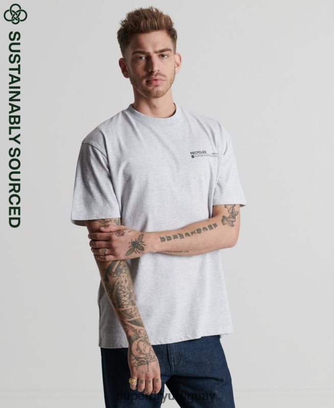 uy Superdry hombres camiseta con microtop reciclada gris claro DT2N8Z4960 ropa