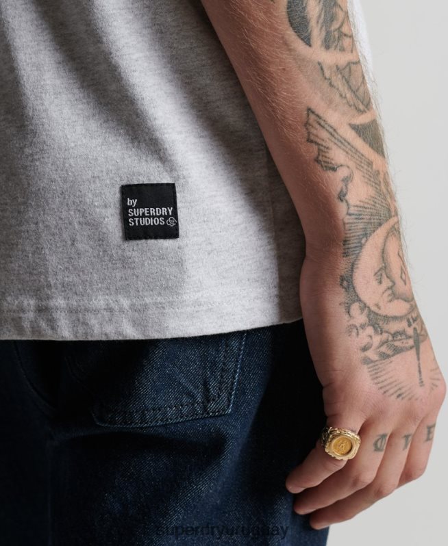 uy Superdry hombres camiseta con microtop reciclada gris claro DT2N8Z4960 ropa