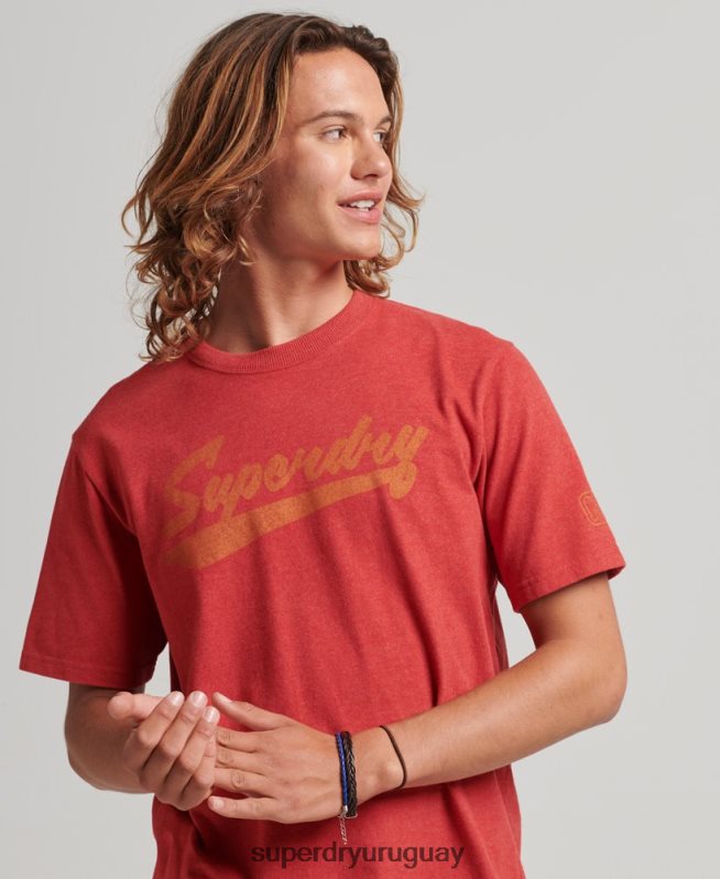 uy Superdry hombres camiseta con texto de ciudad atlética rojo DT2N8Z4894 ropa