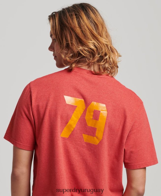 uy Superdry hombres camiseta con texto de ciudad atlética rojo DT2N8Z4894 ropa