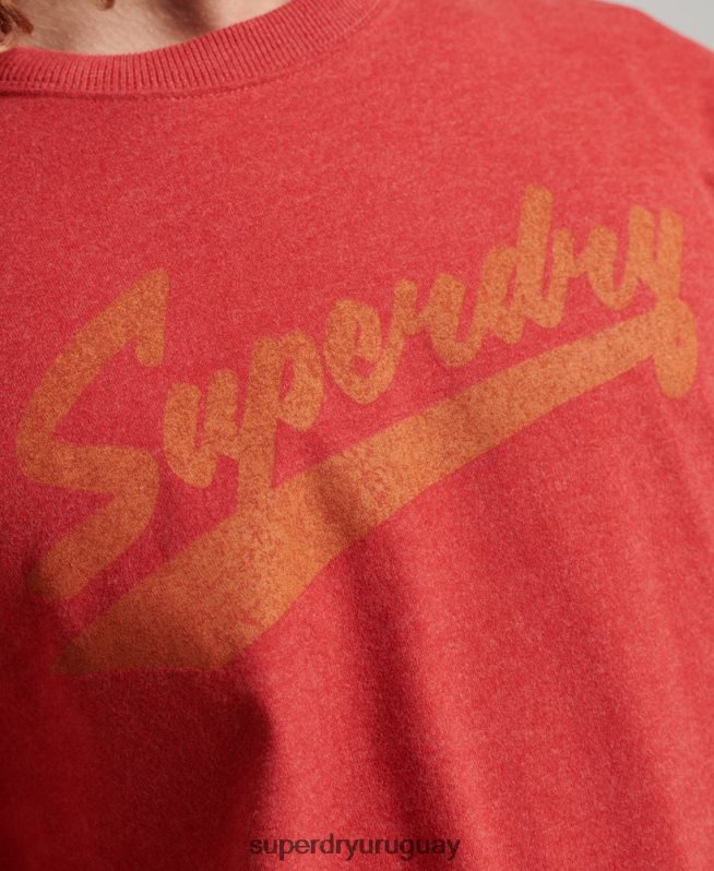 uy Superdry hombres camiseta con texto de ciudad atlética rojo DT2N8Z4894 ropa