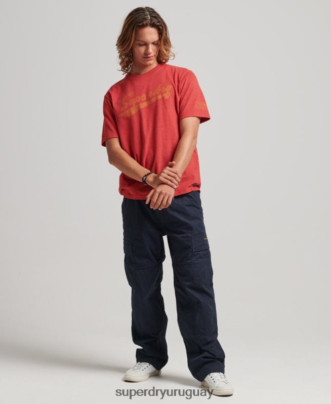 uy Superdry hombres camiseta con texto de ciudad atlética rojo DT2N8Z4894 ropa