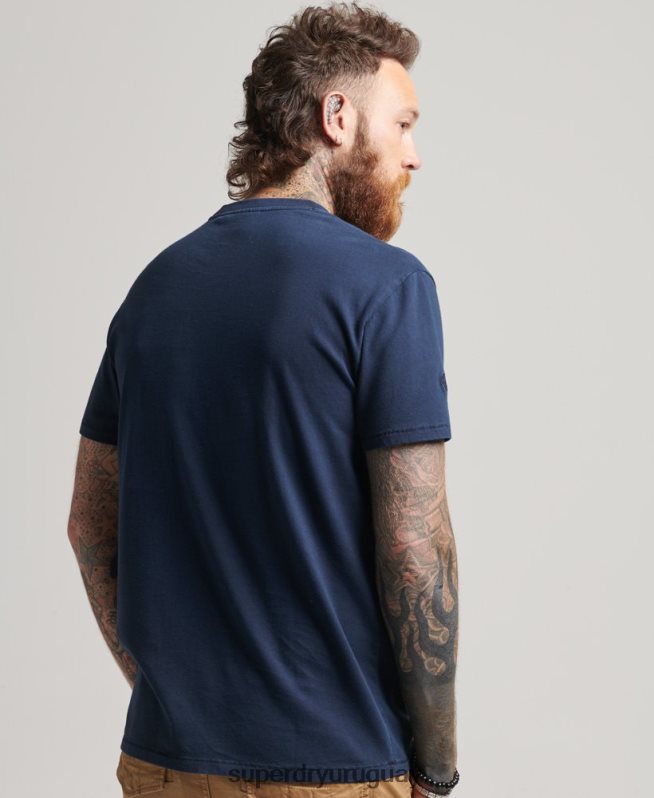 uy Superdry hombres camiseta de algodón orgánico con bolsillo Armada DT2N8Z4812 ropa