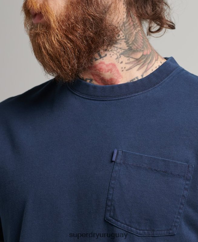 uy Superdry hombres camiseta de algodón orgánico con bolsillo Armada DT2N8Z4812 ropa