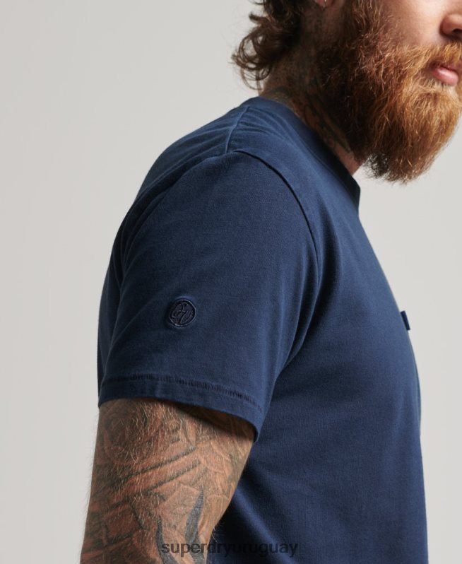 uy Superdry hombres camiseta de algodón orgánico con bolsillo Armada DT2N8Z4812 ropa