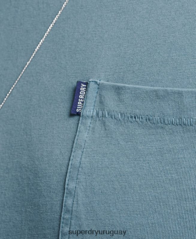 uy Superdry hombres camiseta de algodón orgánico con bolsillo azul DT2N8Z4814 ropa