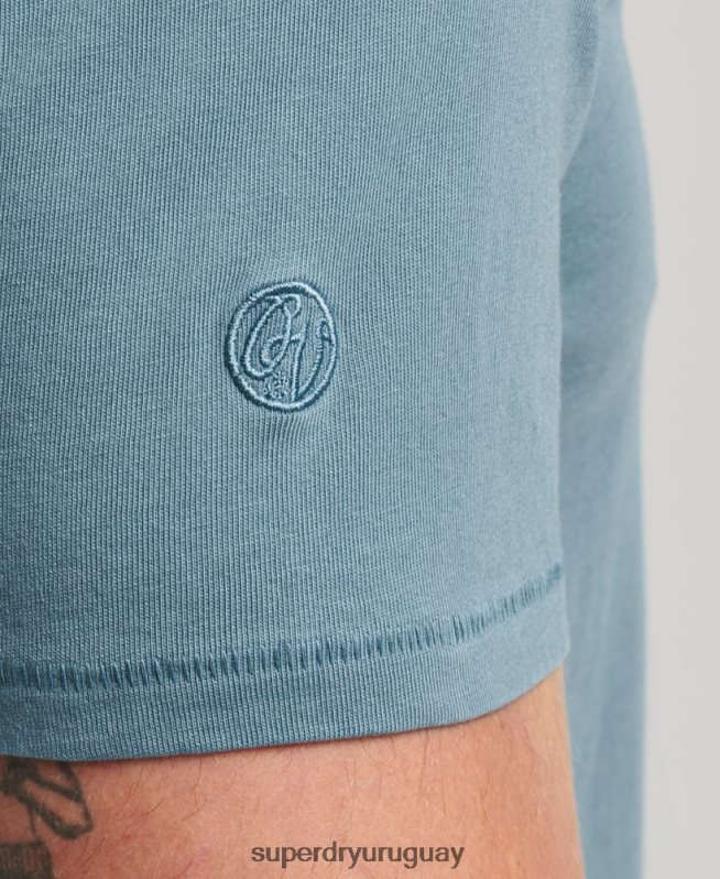 uy Superdry hombres camiseta de algodón orgánico con bolsillo azul DT2N8Z4814 ropa