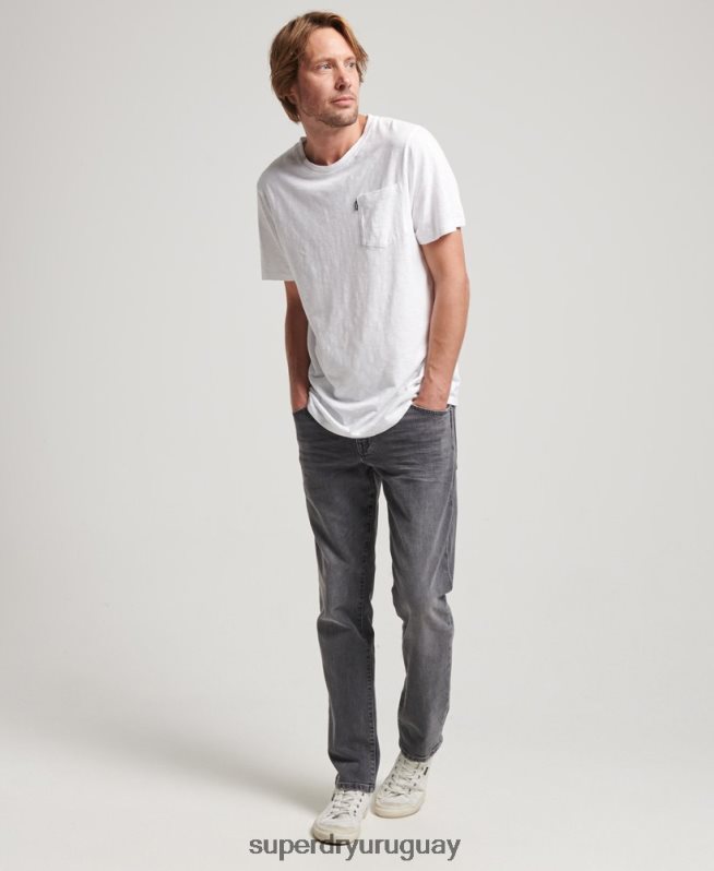 uy Superdry hombres camiseta de algodón orgánico con bolsillo blanco DT2N8Z4904 ropa