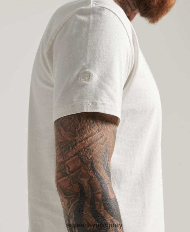 uy Superdry hombres camiseta de algodón orgánico con bolsillo crema DT2N8Z4798 ropa