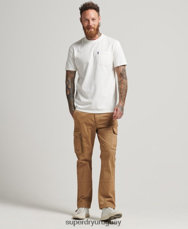 uy Superdry hombres camiseta de algodón orgánico con bolsillo crema DT2N8Z4798 ropa