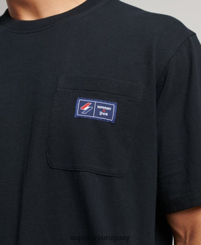 uy Superdry hombres camiseta de algodón orgánico con bolsillo del logo negro DT2N8Z4891 ropa