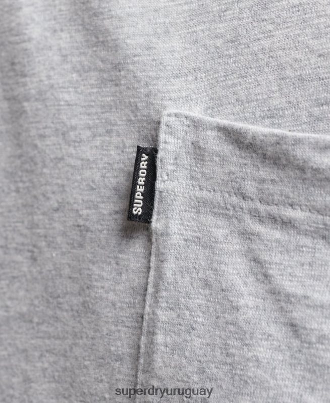 uy Superdry hombres camiseta de algodón orgánico con bolsillo gris claro DT2N8Z4800 ropa