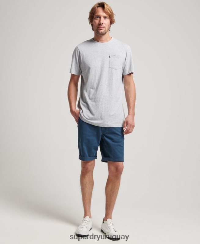 uy Superdry hombres camiseta de algodón orgánico con bolsillo gris claro DT2N8Z4800 ropa