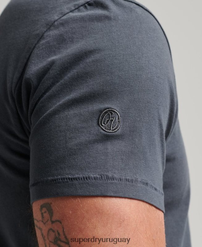 uy Superdry hombres camiseta de algodón orgánico con bolsillo gris oscuro DT2N8Z4938 ropa