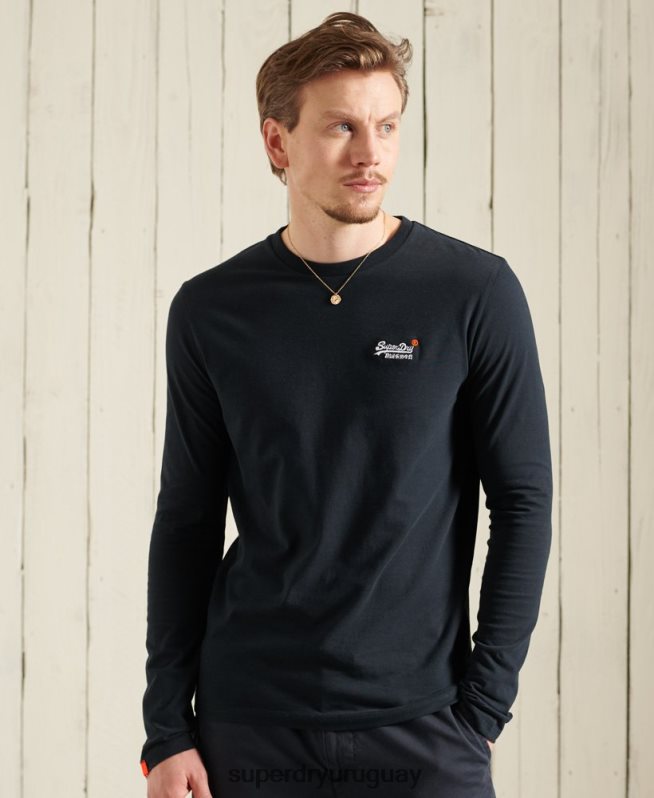 uy Superdry hombres camiseta de algodón orgánico con bordado vintage Armada DT2N8Z6500 ropa