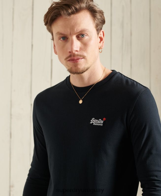 uy Superdry hombres camiseta de algodón orgánico con bordado vintage Armada DT2N8Z6500 ropa
