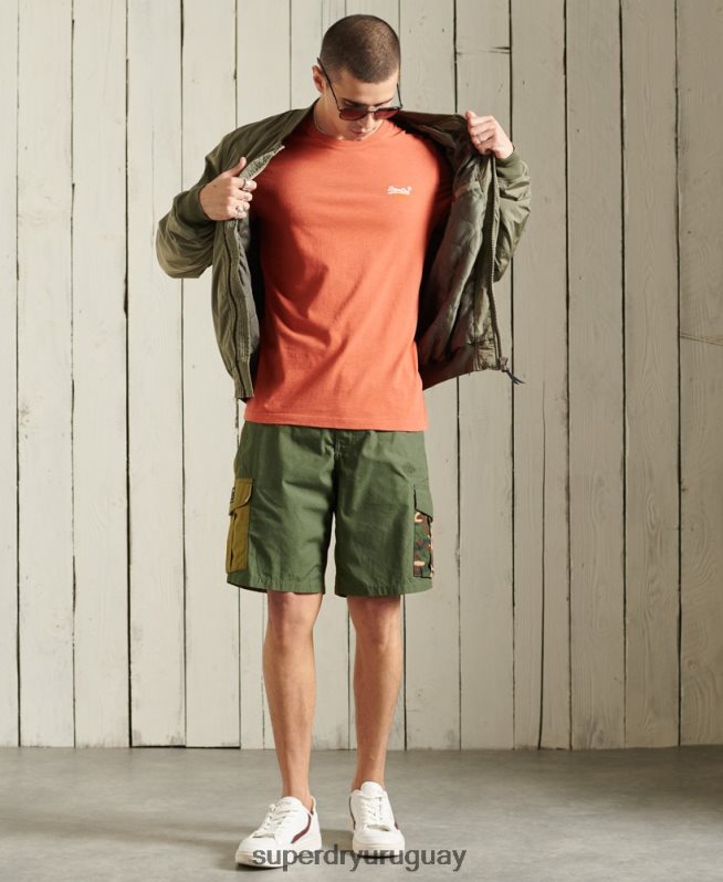 uy Superdry hombres camiseta de algodón orgánico con bordado vintage naranja DT2N8Z4913 ropa
