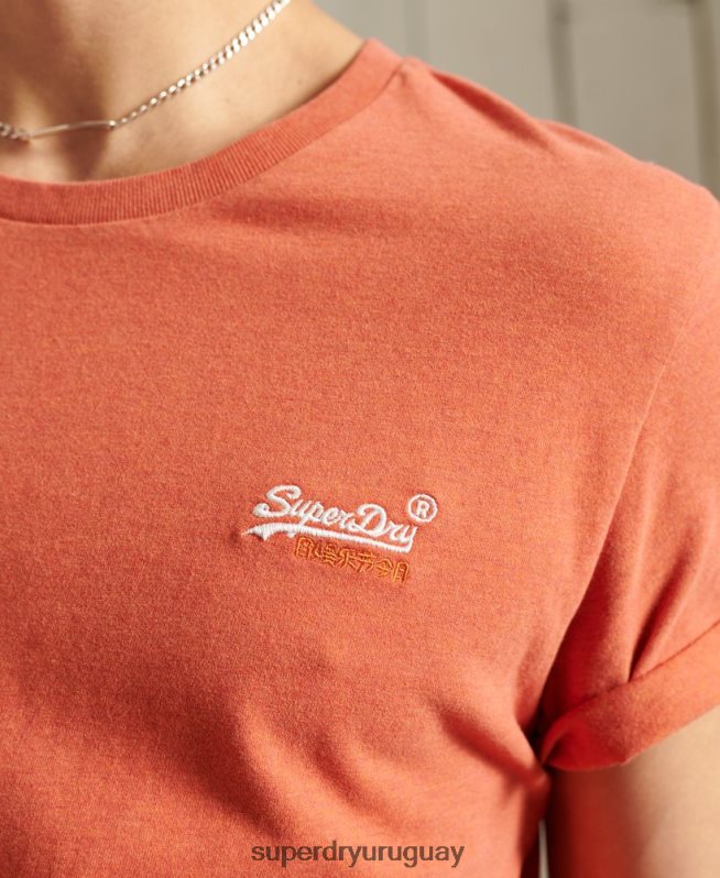 uy Superdry hombres camiseta de algodón orgánico con bordado vintage naranja DT2N8Z4913 ropa