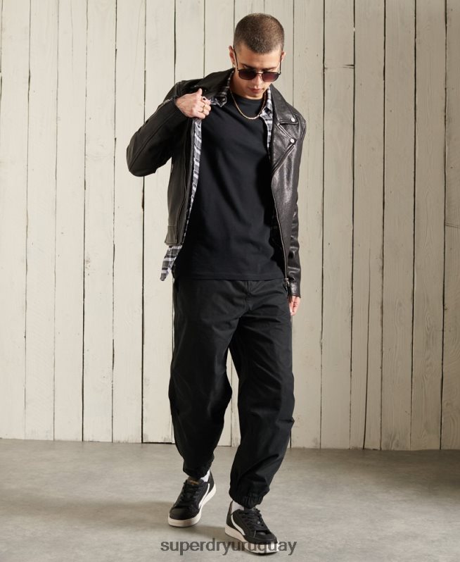 uy Superdry hombres camiseta de algodón orgánico con bordado vintage negro DT2N8Z6502 ropa