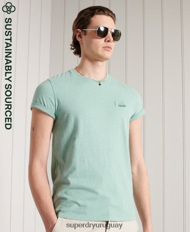 uy Superdry hombres camiseta de algodón orgánico con bordado vintage turquesa DT2N8Z4959 ropa