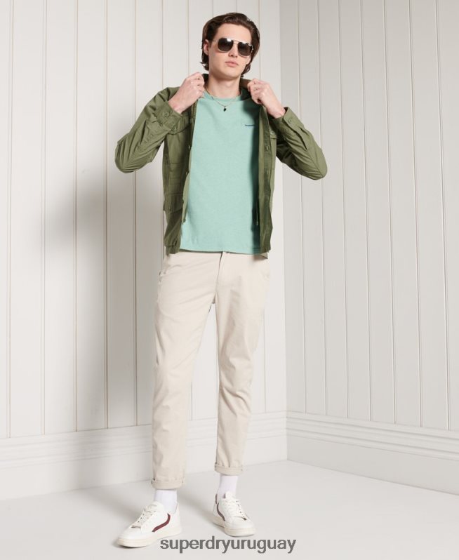 uy Superdry hombres camiseta de algodón orgánico con bordado vintage turquesa DT2N8Z4959 ropa