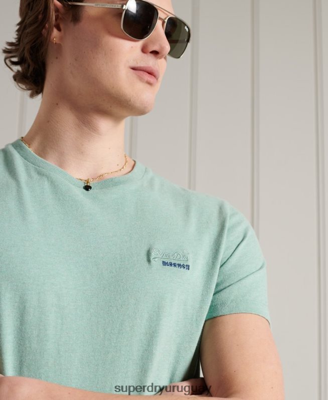 uy Superdry hombres camiseta de algodón orgánico con bordado vintage turquesa DT2N8Z4959 ropa